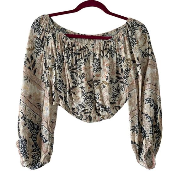 Spell Tops - Spell & The Gypsy Pearl Oasis Off the Shoulder Cropped Floral Blouse Size Small